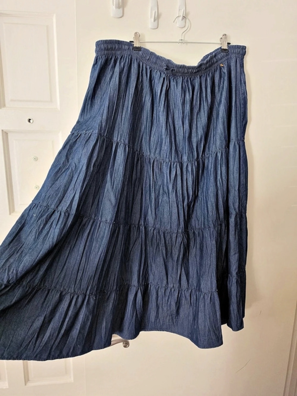 Alfred Dunner Tiered Denim Maxi Skirt Blue Size 16